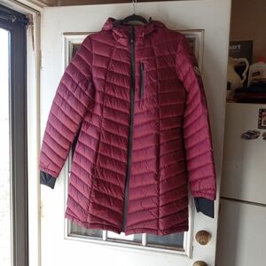 Women's Burgundy Puffer Jacket Halitech Size Medium